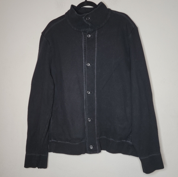 James Perse Black Terry Soft Button Front Sweatshirt Jacket Size XL Size 4 - Picture 1 of 15